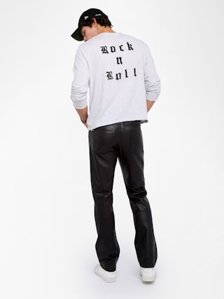 Monsatir Henley T-shirt - Long-sleeved henley t-shirt with print on the back.