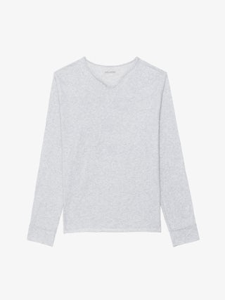 Monsatir Henley T-shirt - Long-sleeved henley t-shirt with print on the back.