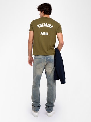 Monsatir Henley T-shirt - Short-sleeved henley t-shirt adorned with patches on the back.