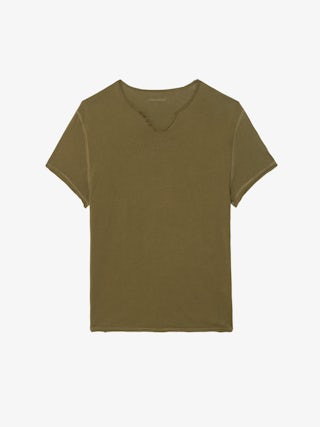 Monsatir Henley T-shirt - Short-sleeved henley t-shirt adorned with patches on the back.