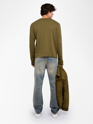 Monsatir Henley T-shirt - Long-sleeved henley t-shirt with embellishments.