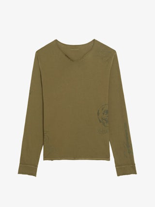 Monsatir Henley T-shirt - Long-sleeved henley t-shirt with embellishments.