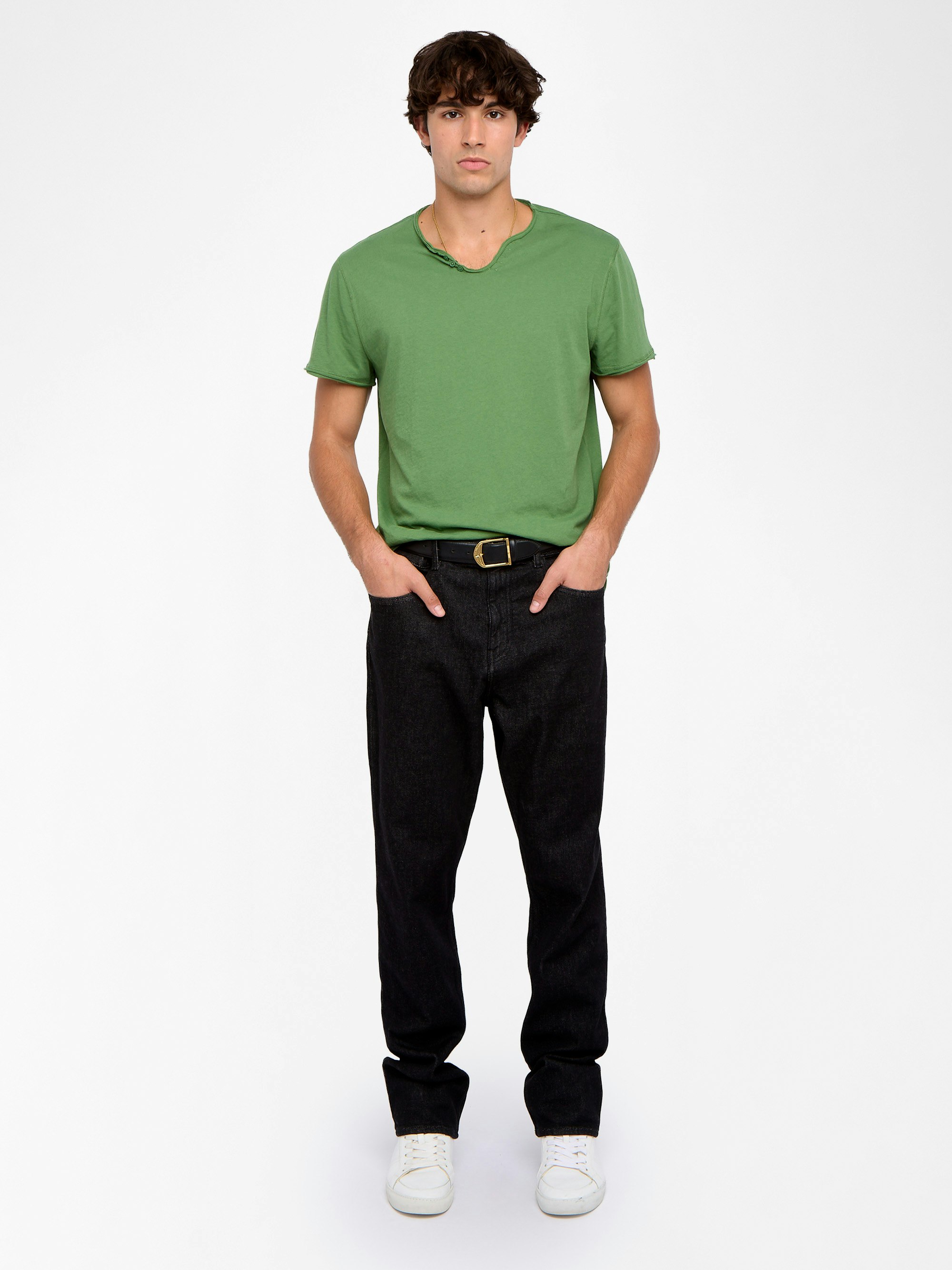 Henley T-shirt Monastir - Short-sleeve Henley T-shirt with customized details.