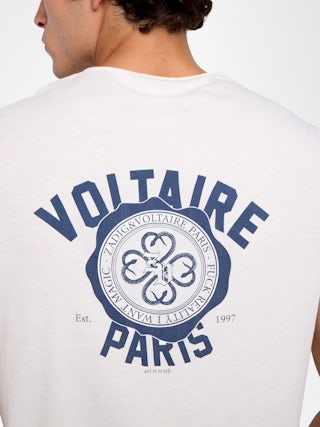 Henley T-shirt Monastir - Short-sleeved Henley T-shirt with crest print at back.