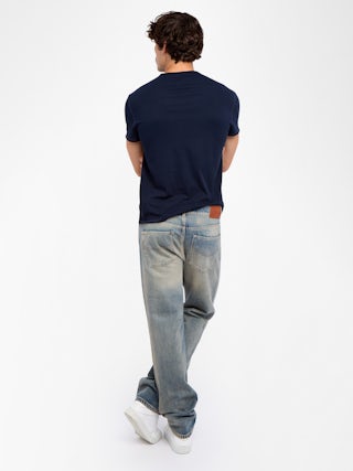 Monsatir Henley T-shirt - Short-sleeved henley t-shirt with front print at the collar.