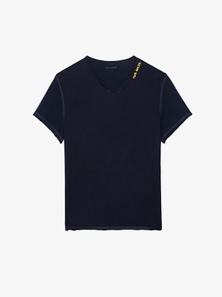 Monsatir Henley T-shirt - Short-sleeved henley t-shirt with front print at the collar.