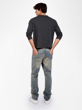 Monsatir Henley T-shirt - Long-sleeved henley t-shirt with front print.