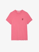 Tommy Skull XO T-shirt - Pink cotton round-neck T-shirt with short sleeves and Skull XO patch.