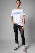 Tommy T-Shirt - Men's short-sleeved t-shirt in white cotton with Hedoniste print