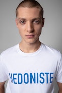 Tommy T-Shirt - Men's short-sleeved t-shirt in white cotton with Hedoniste print