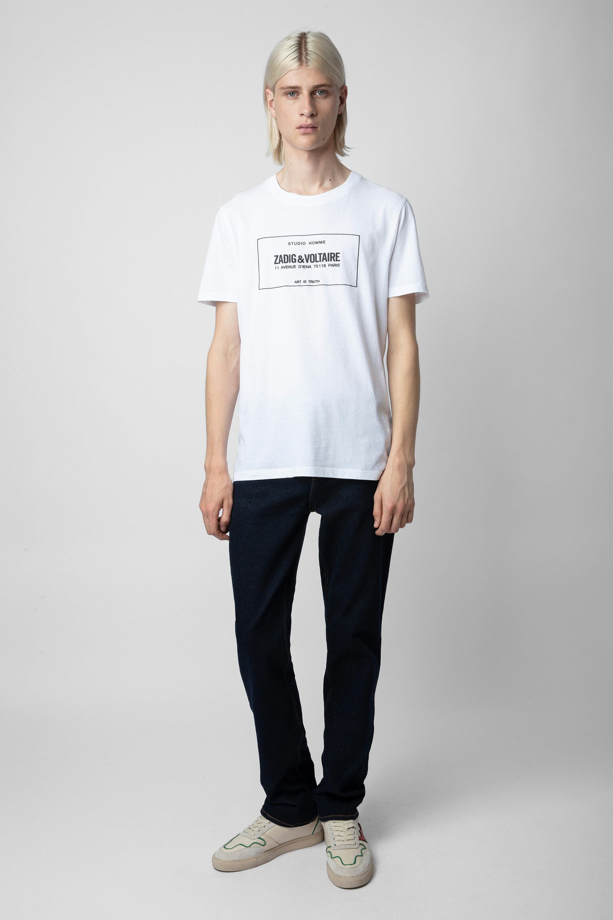 Camiseta Ted - Camiseta blanca de algodón con escudo de la marca para hombre