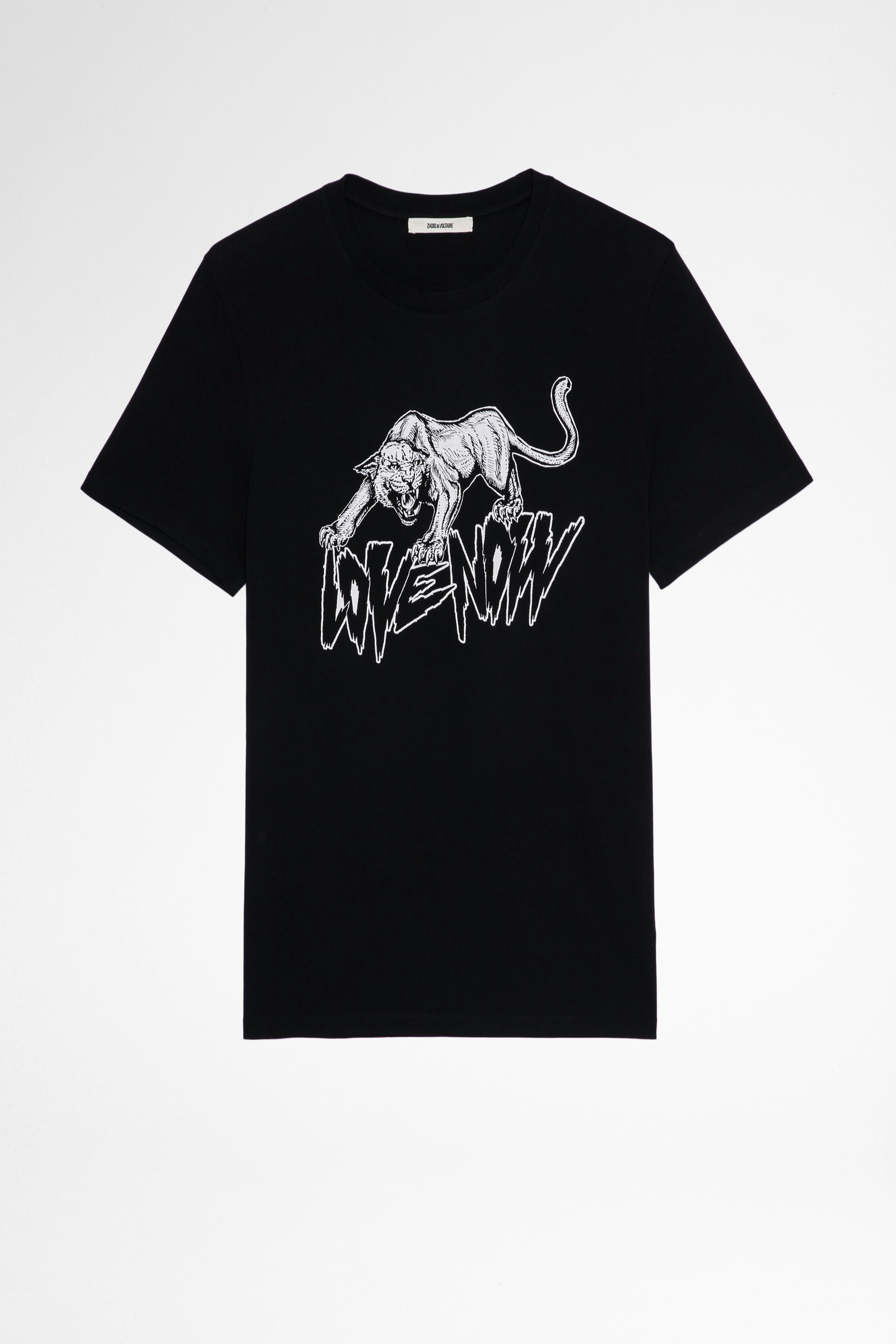 T-Shirt Ted Jaguar Herren-T-Shirt aus schwarzer Baumwolle mit Jaguar-Print. Hergestellt mit Fasern aus biologischem Anbau
