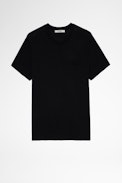 Stockholm T-Shirt - Men's black cotton t-shirt with skull applique on the back. Made with fibers from organic farming.