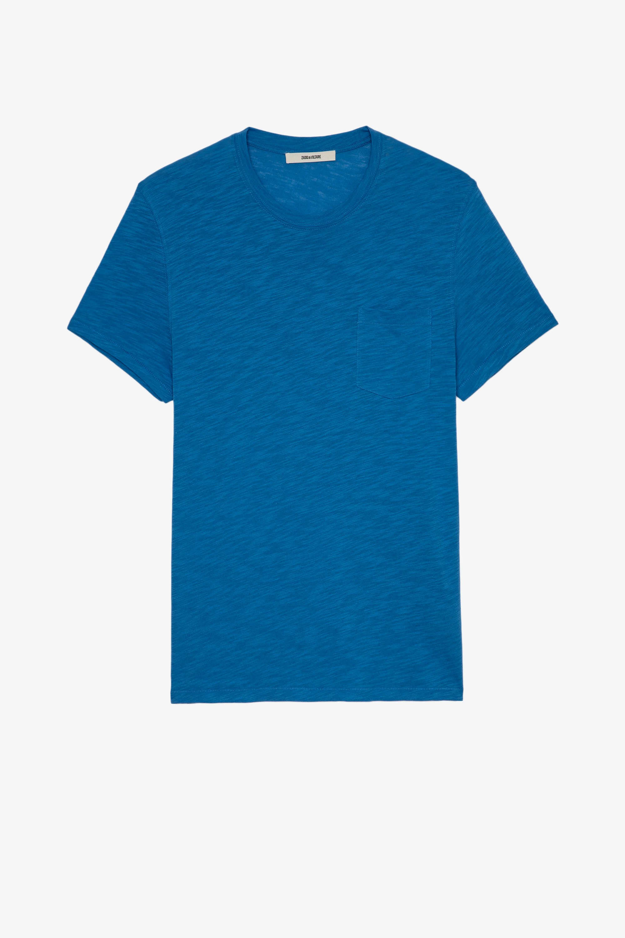 Stockholm Flamme T-Shirt Men's blue cotton t-shirt with skull print