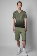 Monastir T-shirt Leinen - Men’s khaki Henley T-shirt