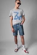 T-Shirt Tommy - Tee-shirt en coton gris imprimé ZV Homme