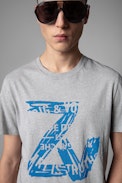 T-Shirt Tommy - Tee-shirt en coton gris imprimé ZV Homme