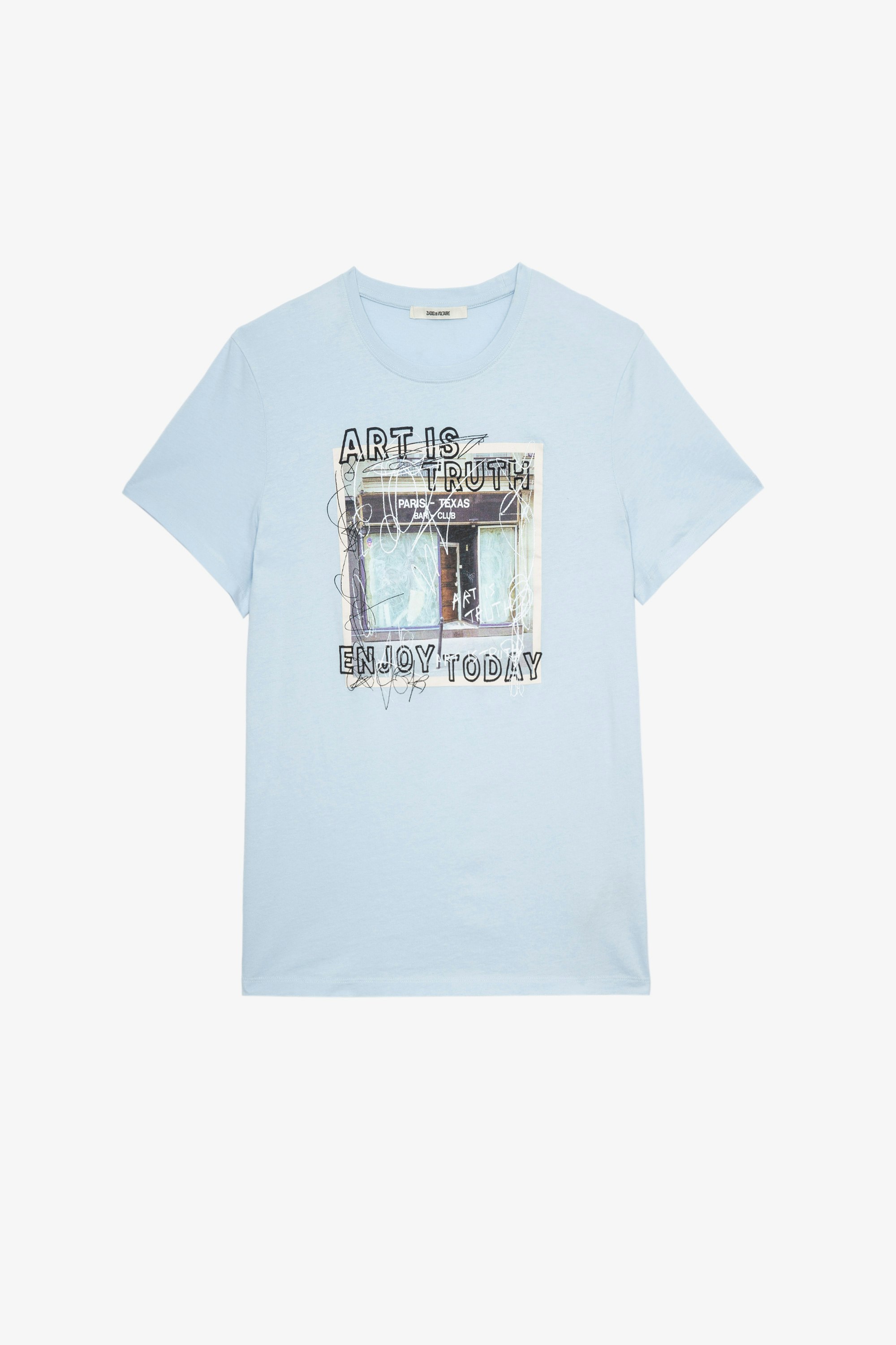 Paris Texas フォトプリント Ted Ｔシャツ Men’s light blue cotton photoprint T-shirt