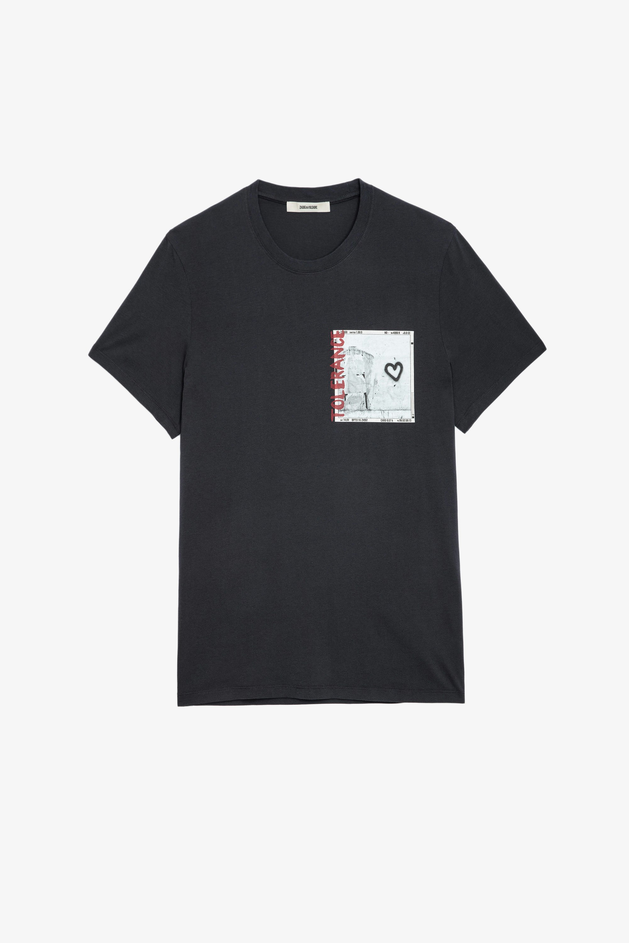 Ted フォトプリント Ｔシャツ Men’s anthracite grey cotton T-shirt with photoprint