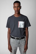Ted Photoprint T-shirt - Men’s anthracite grey cotton T-shirt with photoprint