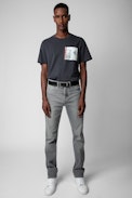 Ted Photoprint T-shirt - Men’s anthracite grey cotton T-shirt with photoprint