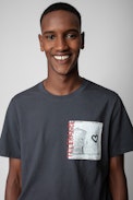 Ted Photoprint T-shirt - Men’s anthracite grey cotton T-shirt with photoprint