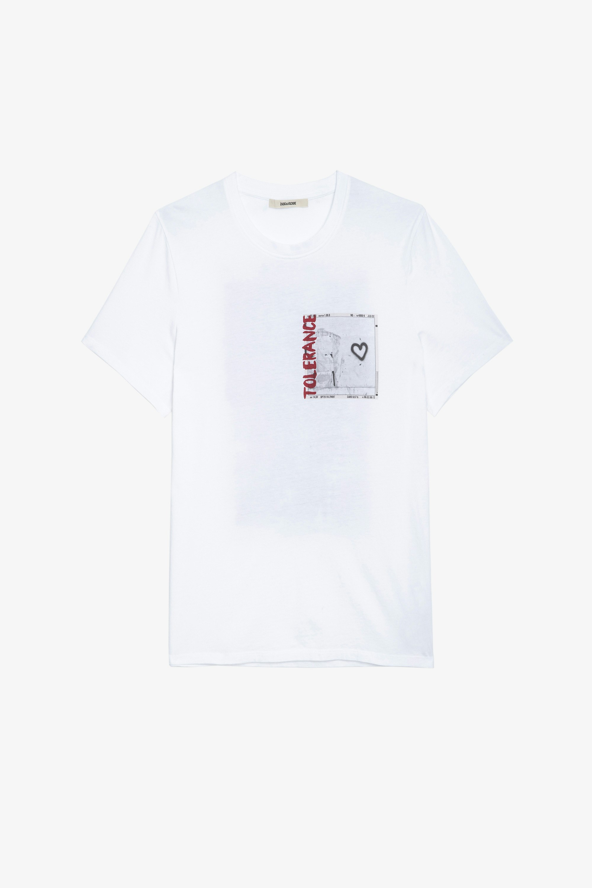 Ted フォトプリント Ｔシャツ Men's white cotton T-shirt with photoprint
