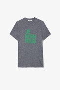 Tommy T-shirt - Men’s grey cotton T-shirt with “Je m’en fous” slogan