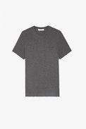 Stockholm Slub T-shirt - Men's grey slubbed cotton T-shirt with round neckline, short sleeves and a skull print on the back