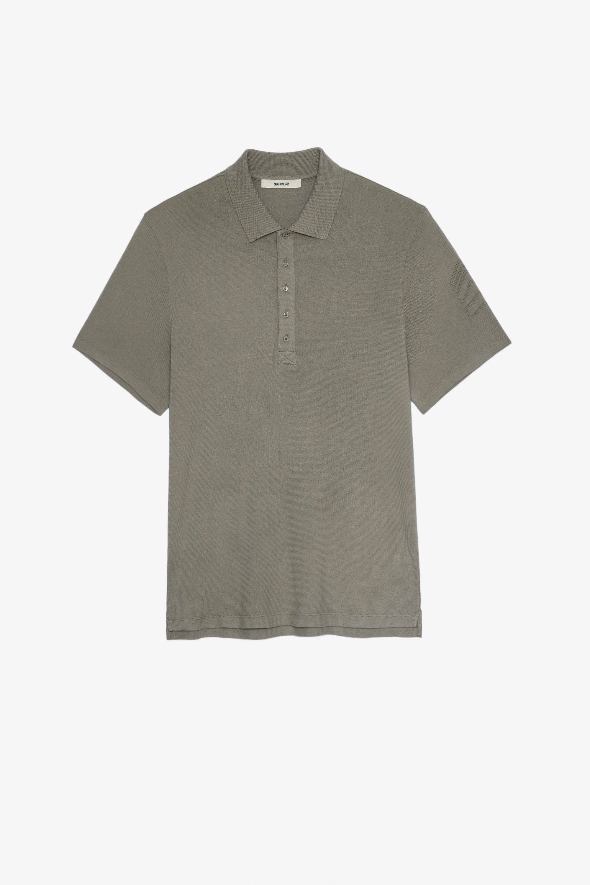 Dimitri T-Shirt Men's polo T-shirt in green cotton with button-down shirt collar
