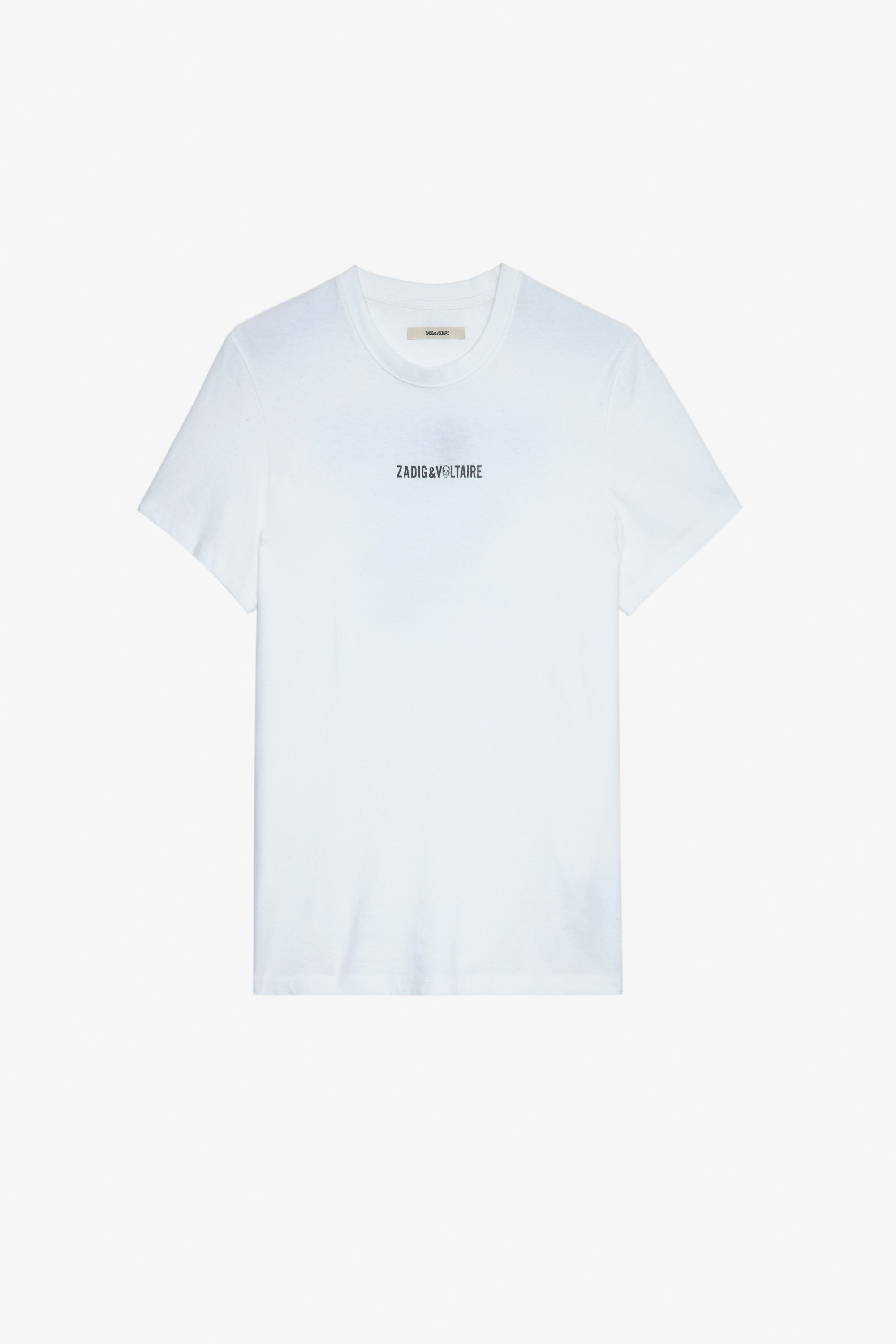 T-Shirt Ted Herren-T-Shirt aus ecrufarbener Baumwolle mit ZV-Signatur auf der Vorderseite und „Hédoniste“-Schriftzug auf der Rückseite