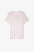 Ted T-shirt - Men’s pale pink cotton T-shirt with ZV signature on the front and “Hédoniste” slogan on the back