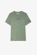 Ted T-shirt - Men’s green cotton T-shirt with ZV signature on the front and “Hédoniste” slogan on the back