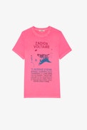 Tommy T-shirt - Men’s pink cotton T-shirt with a photoprint on the front