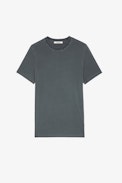 Tommy T-shirt - Men’s grey cotton T-shirt with a photoprint on the back