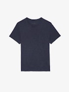 Stockholm T-shirt - Navy blue slub cotton short-sleeved T-shirt with pocket and Skull Block motif on the back.