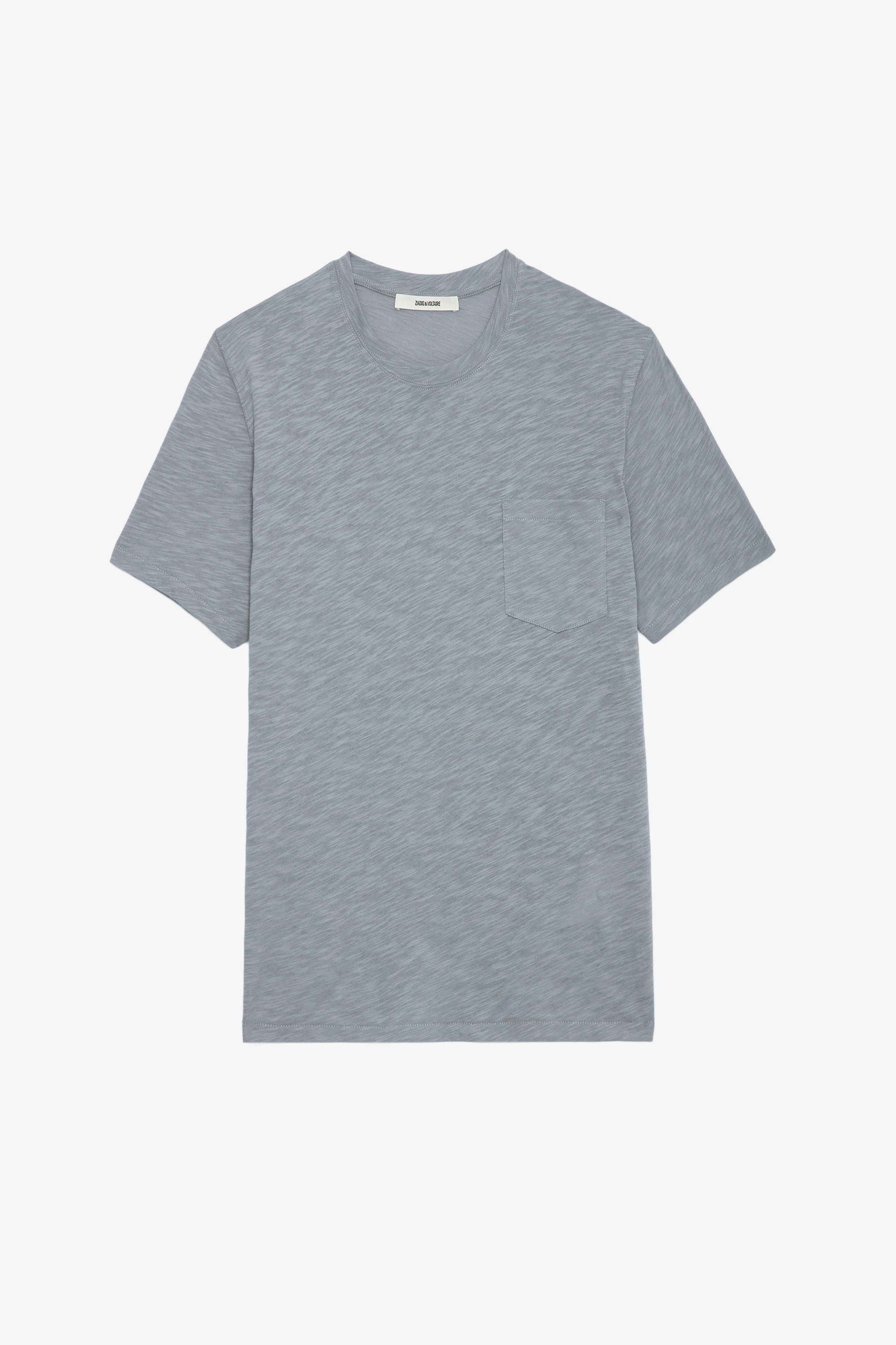 Stockholm Slub T-shirt - Grey slub cotton short-sleeved T-shirt with pocket and Skull Block motif on the back.
