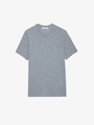 Stockholm T-shirt - Grey slub cotton short-sleeved T-shirt with pocket and Skull Block motif on the back.
