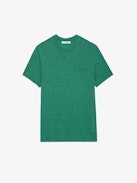Camiseta Estocolmo - Camiseta verde de algodón jaspeado de manga corta, con bolsillo y diseño Skull Block en la espalda.