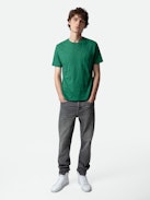 Camiseta Estocolmo - Camiseta verde de algodón jaspeado de manga corta, con bolsillo y diseño Skull Block en la espalda.