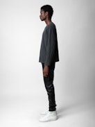 Ellon T-Shirt - Unisex dark grey cotton long-sleeved T-shirt with studio insignia on the back.