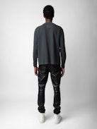 Ellon T-Shirt - Unisex dark grey cotton long-sleeved T-shirt with studio insignia on the back.