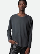 Ellon T-Shirt - Unisex dark grey cotton long-sleeved T-shirt with studio insignia on the back.