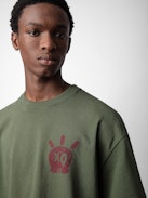 Teddy Skull T-shirt - Khaki cotton round-neck T-shirt with short sleeves and Skull XO print.