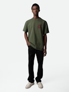 Teddy Skull T-shirt - Khaki cotton round-neck T-shirt with short sleeves and Skull XO print.