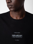 Jetty T-shirt - Black washed linen short-sleeved T-shirt with printed Studio Homme insignia.