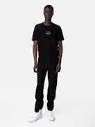 Jetty T-shirt - Black washed linen short-sleeved T-shirt with printed Studio Homme insignia.