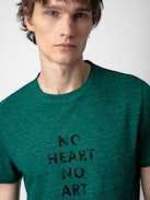 T-shirt Tommy - T-shirt acquamarina a girocollo e maniche corte con stampa "No Heart No Art".