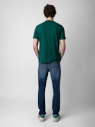 T-shirt Tommy - T-shirt acquamarina a girocollo e maniche corte con stampa "No Heart No Art".