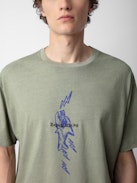 Thilo T-shirt - Grey distressed-effect cotton short-sleeved T-shirt with Shark print.